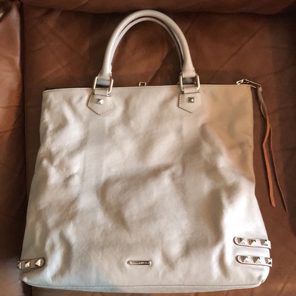 Rebecca Minkoff Large Leather Studded Moto Zip Tote Bag - Picture 3 of 4